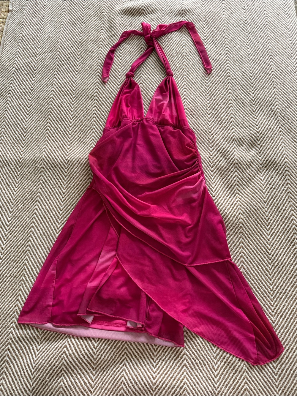 Halter Neck Fuchsia Mini Dress